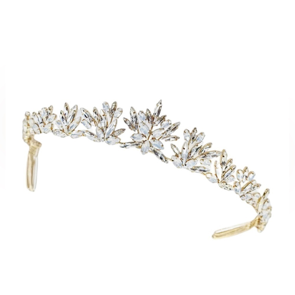 NEW Brides & Hairpins Honora Crystal Opal Sterling Silver Halo Comb Crown Tiara
